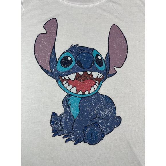 Disney Shirt Womens Large White Stitch Crew Neck Graphic Tee Disneyland Parks - Picture 2 of 9